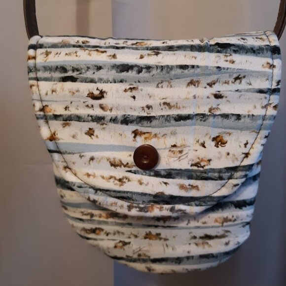 New Southwestern Western Purse Aspen Wood Tree print Blue Brown Wht bag Flap top - Picture 1 of 8